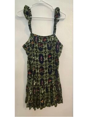 AGUABENDITA x Target Navy Floral Print Tiered Dress L